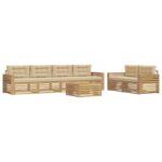 vidaXL Záhradná súprava gaučov 7 pcs Biela a béžová – Obrázok 2