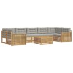 vidaXL Záhradná súprava gaučov 8 pcs Biela a svetlosivá – Obrázok 2