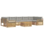 vidaXL Záhradná súprava gaučov 8 pcs Biela a svetlosivá – Obrázok 2