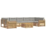 vidaXL Záhradná súprava gaučov 8 pcs Biela a svetlosivá – Obrázok 2