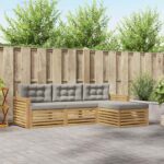 vidaXL Záhradná súprava gaučov 4 pcs Biela a svetlosivá