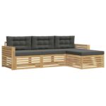 vidaXL Záhradná súprava gaučov 4 pcs Biela a antracitová – Obrázok 2