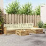vidaXL Záhradná súprava gaučov 6 pcs Biela a krémová 79 x 79 x 37 cm