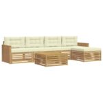 vidaXL Záhradná súprava gaučov 6 pcs Biela a krémová 79 x 79 x 37 cm – Obrázok 2