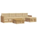 vidaXL Záhradná súprava gaučov 6 pcs Biela a béžová 79 x 79 x 37 cm – Obrázok 2