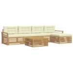 vidaXL Záhradná súprava gaučov 6 pcs Biela a krémová 79 x 79 x 37 cm – Obrázok 2