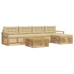 vidaXL Záhradná súprava gaučov 6 pcs Biela a béžová 79 x 79 x 37 cm – Obrázok 2