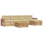 vidaXL Záhradná súprava gaučov 6 pcs Biela a béžová 79 x 79 x 37 cm – Obrázok 2