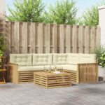 vidaXL Záhradná súprava gaučov 5 pcs Biela a krémová 79 x 79 x 37 cm