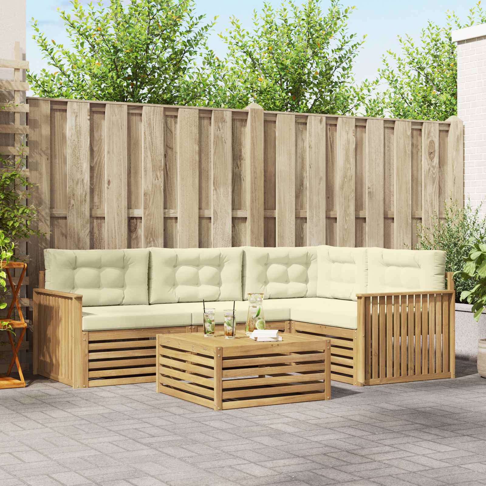3390440_1.jpg vidaXL Záhradná súprava gaučov 5 pcs Biela a krémová 79 x 79 x 37 cm – Obrázok 1