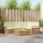 vidaXL Záhradná súprava gaučov 5 pcs Biela a krémová 79 x 79 x 37 cm