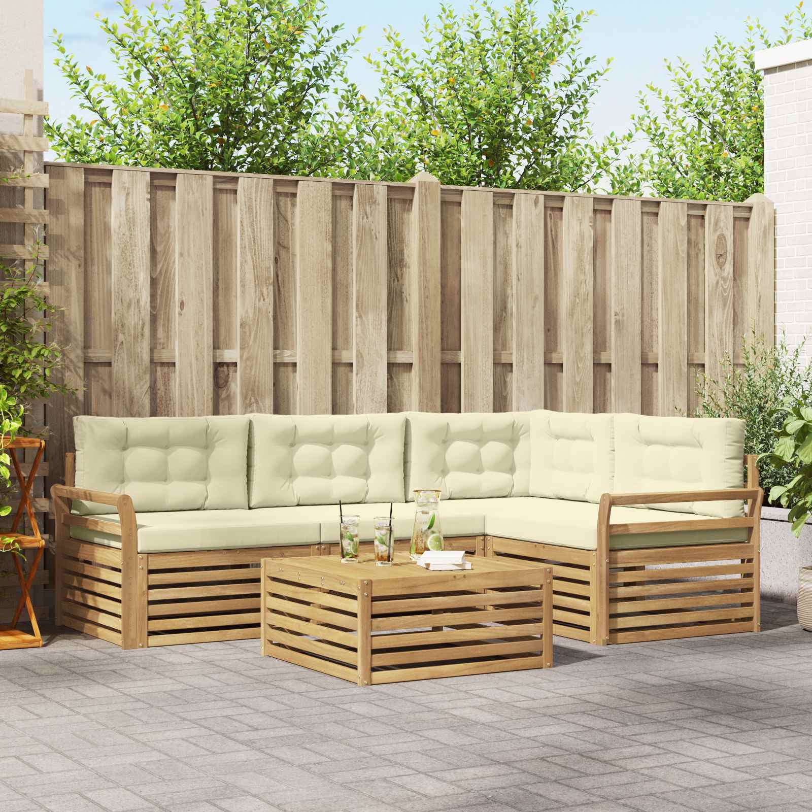 3390445_1.jpg vidaXL Záhradná súprava gaučov 5 pcs Biela a krémová 79 x 79 x 37 cm – Obrázok 1