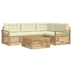 vidaXL Záhradná súprava gaučov 5 pcs Biela a krémová 79 x 79 x 37 cm – Obrázok 2