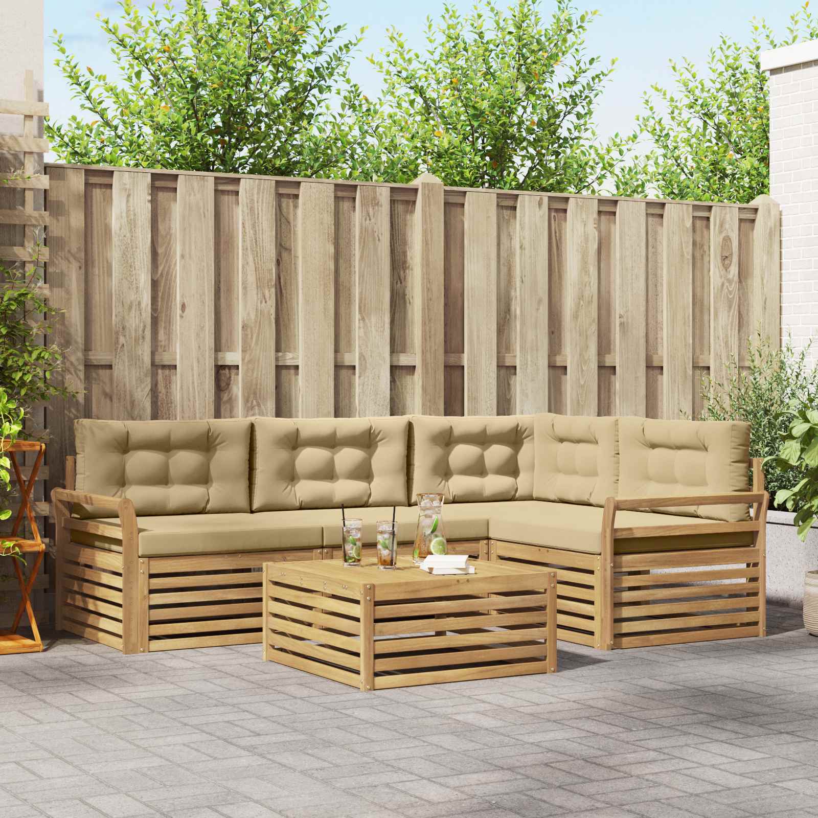 3390448_1.jpg vidaXL Záhradná súprava gaučov 5 pcs Biela a béžová 79 x 79 x 37 cm – Obrázok 1