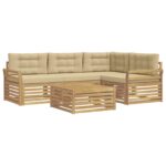 vidaXL Záhradná súprava gaučov 5 pcs Biela a béžová 79 x 79 x 37 cm – Obrázok 2