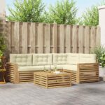 vidaXL Záhradná súprava gaučov 5 pcs Biela a krémová 79 x 79 x 37 cm
