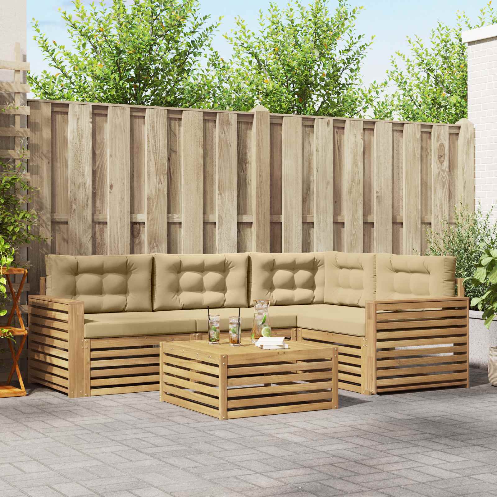 3390453_1.jpg vidaXL Záhradná súprava gaučov 5 pcs Biela a béžová 79 x 79 x 37 cm – Obrázok 1