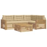 vidaXL Záhradná súprava gaučov 5 pcs Biela a béžová 79 x 79 x 37 cm – Obrázok 2