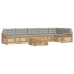 vidaXL Záhradná súprava gaučov 7 pcs Biela a svetlosivá – Obrázok 2