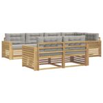 vidaXL Záhradná súprava gaučov 7 pcs Biela a svetlosivá – Obrázok 2