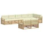 vidaXL Záhradná súprava gaučov 8 pcs Biela a krémová – Obrázok 2
