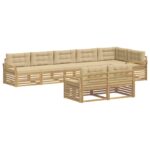 vidaXL Záhradná súprava gaučov 8 pcs Biela a béžová – Obrázok 2