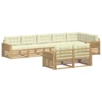 vidaXL Záhradná súprava gaučov 8 pcs Biela a krémová – Obrázok 2