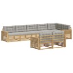 vidaXL Záhradná súprava gaučov 8 pcs Biela a svetlosivá – Obrázok 2
