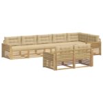 vidaXL Záhradná súprava gaučov 8 pcs Biela a béžová – Obrázok 2