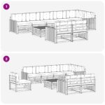 vidaXL Záhradná súprava gaučov 9 pcs Biela a krémová 79 x 79 x 37 cm – Obrázok 7