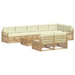 vidaXL Záhradná súprava gaučov 9 pcs Biela a krémová 79 x 79 x 37 cm – Obrázok 2
