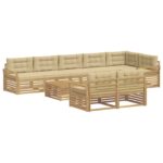 vidaXL Záhradná súprava gaučov 9 pcs Biela a béžová 79 x 79 x 37 cm – Obrázok 2