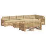 vidaXL Záhradná súprava gaučov 9 pcs Biela a béžová 79 x 79 x 37 cm – Obrázok 2
