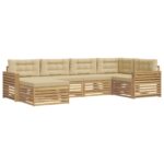 vidaXL Záhradná súprava gaučov 6 pcs Biela a béžová – Obrázok 2