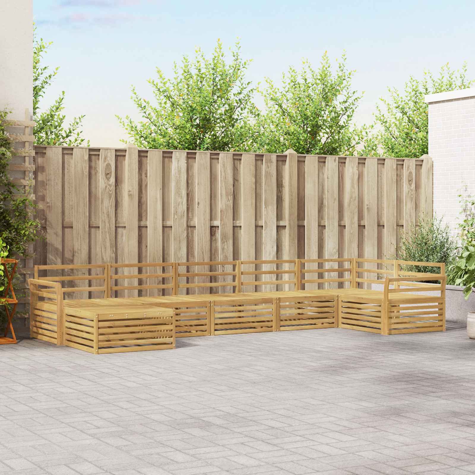 3390844_1.jpg vidaXL Záhradná súprava gaučov 7 pcs Biela Pevné akáciové drevo – Obrázok 1