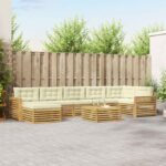 vidaXL Záhradná súprava gaučov s vankúšom 8 pcs Biela a krémová