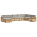 vidaXL Záhradná súprava gaučov 8 pcs Biela a svetlosivá – Obrázok 2