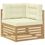 vidaXL Záhradná súprava gaučov 9 pcs Biela a krémová – Obrázok 5