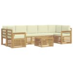 vidaXL Záhradná súprava gaučov 8 pcs Biela a krémová Polyester – Obrázok 2