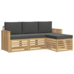 vidaXL Záhradná súprava gaučov 4 pcs Biela a antracitová – Obrázok 2
