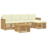 vidaXL Záhradná súprava gaučov 6 pcs Biela a krémová 59 x 59 x 37 cm – Obrázok 2