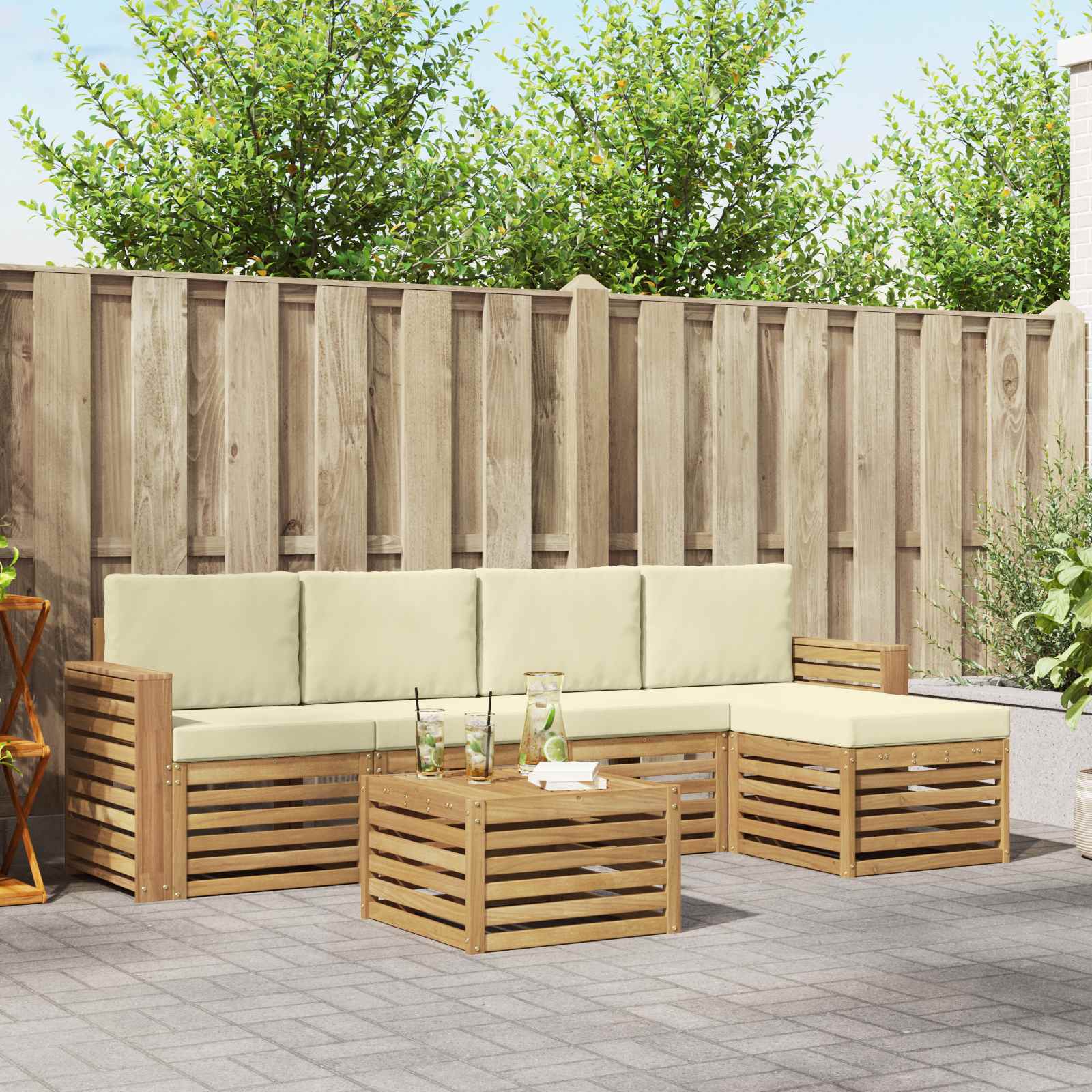 3391720_1.jpg vidaXL Záhradná súprava gaučov 6 pcs Biela a krémová 59 x 59 x 37 cm – Obrázok 1