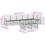 vidaXL Záhradná súprava gaučov 8 pcs Biela 308 x 130,5 x 73 cm – Obrázok 7