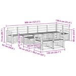 vidaXL Záhradná súprava gaučov 9 pcs Biela 59 x 59 x 37 cm – Obrázok 9