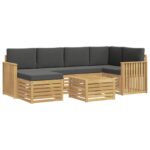 vidaXL Záhradná súprava gaučov 7 pcs Biela a antracitová Polyester – Obrázok 2