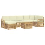 vidaXL Záhradná súprava gaučov 8 pcs Biela a krémová 59 x 59 x 37 cm – Obrázok 2
