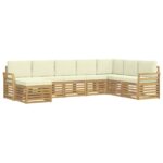 vidaXL Záhradná súprava gaučov 8 pcs Biela a krémová 308 x 190 x 73 cm – Obrázok 2