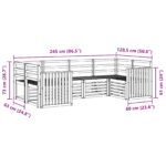 vidaXL Záhradná súprava gaučov 6 pcs Biela 245 x 128,5 x 73 cm – Obrázok 6