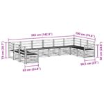 vidaXL Záhradná súprava gaučov 10 pcs Biela 363 x 190 x 73 cm – Obrázok 8