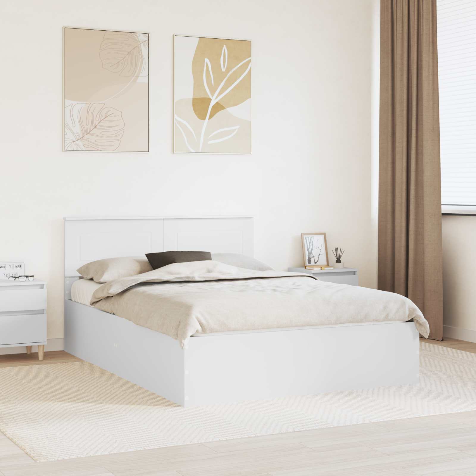 3408662_1.jpg vidaXL Rám postele s čelnou doskou Biela 140 x 190 cm Kompozitné drevo – Obrázok 1